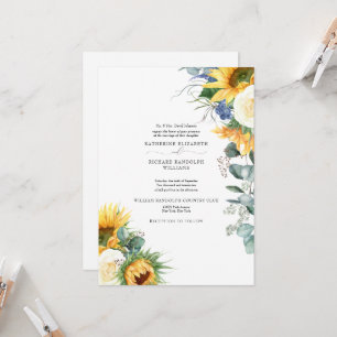 Invitation Élégants Tournesols Floraux Mariage au Soleil Couc