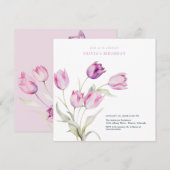 Invitation Élégants tulipes de couleur lilas violet aquarelle (Devant / Derrière)