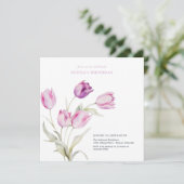 Invitation Élégants tulipes de couleur lilas violet aquarelle (Debout devant)