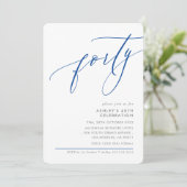 Invitation ELELGANT Calligraphie moderne 40e fête bleu royal (Debout devant)