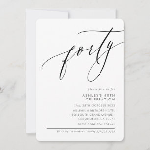 Invitation ELELGANT Calligraphie moderne 40ème soirée noir