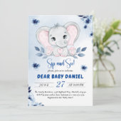 Invitation Élément avec des anémones bleues Aquarelle Sip And (Debout devant)