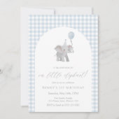Invitation Élément bleu Gingham bleu Anniversaire Aquarelle (Devant)