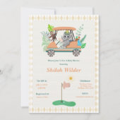 Invitation Élément Boho Bébé Éléphant & Singe Golf Fête de Na (Devant)