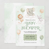 Invitation Élément de bain de bébé éléphant aquarelle garçon (Devant / Derrière)