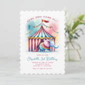 Invitation Élément de cirque à l'aquarelle mignon pour annive (Debout devant)