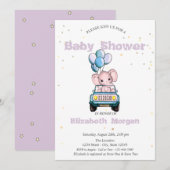 Invitation Élément de décor pour Baby Shower Éléphant bébé,Vo (Devant / Derrière)