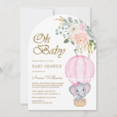 Invitation Élément de décoration pour Baby Shower avec élépha (Devant)