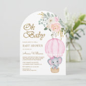 Invitation Élément de décoration pour Baby Shower avec élépha (Debout devant)