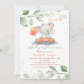 Invitation Élément de douche pour bébé éléphant en voiture fl (Devant)