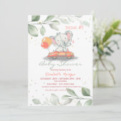 Invitation Élément de douche pour bébé éléphant en voiture fl (Debout devant)