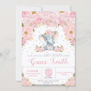 Invitation Élément de Fard à Joues Floral pour Baby Shower Pa
