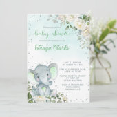 Invitation Élément de fête prénatale pour fille avec éléphant (Debout devant)