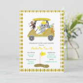 Invitation Élément de golf éléphant et singe Baby Shower (Debout devant)