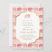 Invitation Élément de mariage indien éléphant rose et or (Devant)