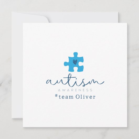 Invitation élément de puzzle bleu de sensibilisation à l'auti (Devant)