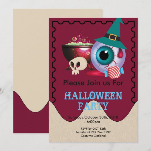 Invitation élément Halloween drôle (Devant / Derrière)