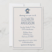 Invitation Élément personnalisé de bébé éléphant bleu nautiqu (Dos)