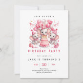Invitation Élément rose 3e anniversaire (Devant)