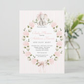 Invitation Élément rose éléphant Fille Baby Shower (Debout devant)