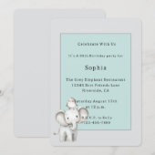 Invitation Élémentaire Anniversaire d'éléphant et d'oiseau gr (Devant / Derrière)