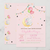 Invitation Élémentaire, Ballons, Lune, Fête de Bébé Étoiles (Devant / Derrière)