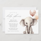 Invitation Élémentaire Éléphant avec Ballons Fête de Naissanc (Devant)