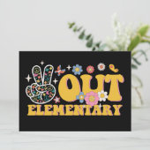 Invitation Élémentaire Peace Out Groovy Dernier Jour D'École (Debout devant)