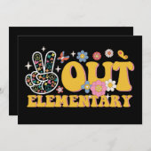 Invitation Élémentaire Peace Out Groovy Dernier Jour D'École (Devant / Derrière)