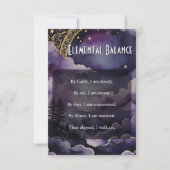 Invitation Elemental Balance Pagan Prayer Pocket Ritual Card (Devant)