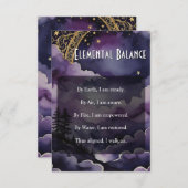 Invitation Elemental Balance Pagan Prayer Pocket Ritual Card (Devant / Derrière)
