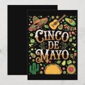 Invitation Éléments de fête mignons de Cinco De Mayo (Devant / Derrière)