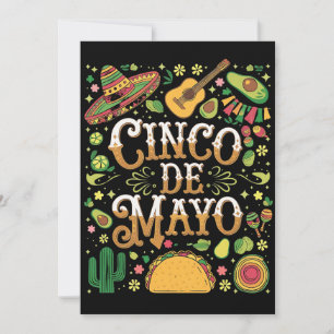 Invitation Éléments de fête mignons de Cinco De Mayo