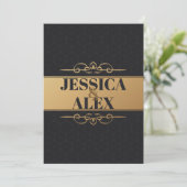 Invitation Éléments de style or | Motifs noir élégant  (Debout devant)
