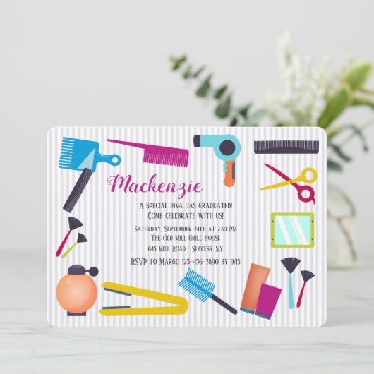 Invitation Éléments d'invitation de l'école de beauté (Debout devant)