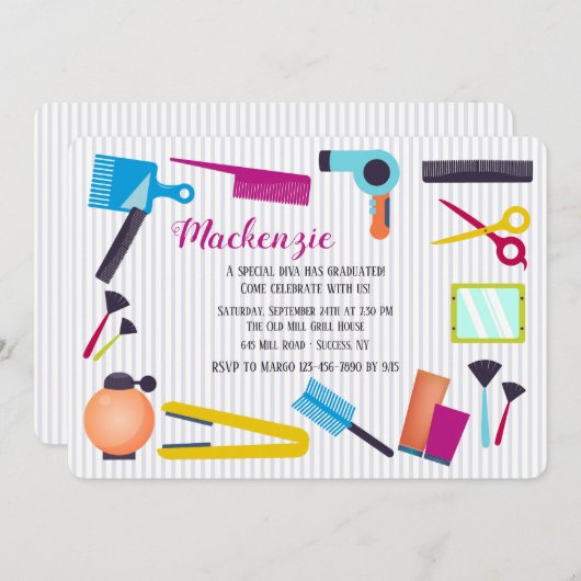 Invitation Éléments d'invitation pour école de beauté (Devant / Derrière)