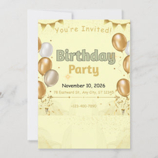 Invitation Éléments dorés Anniversaire