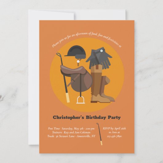 Invitation Eléments équitation Equestre Anniversaire Invitati (Devant)
