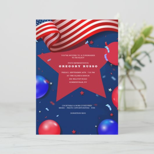 Invitation Éléments patriotiques (Debout devant)