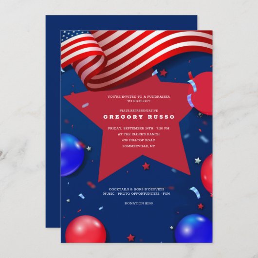 Invitation Éléments patriotiques (Devant / Derrière)