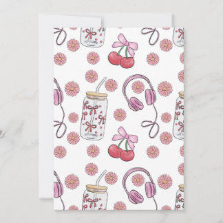 Invitation Éléments rose girly dessinés à la main en motif tr