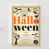 Invitation Éléments vintages adulte fête d'Halloween (Devant)