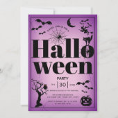 Invitation éléments vintages adulte Halloween partie violet (Devant)