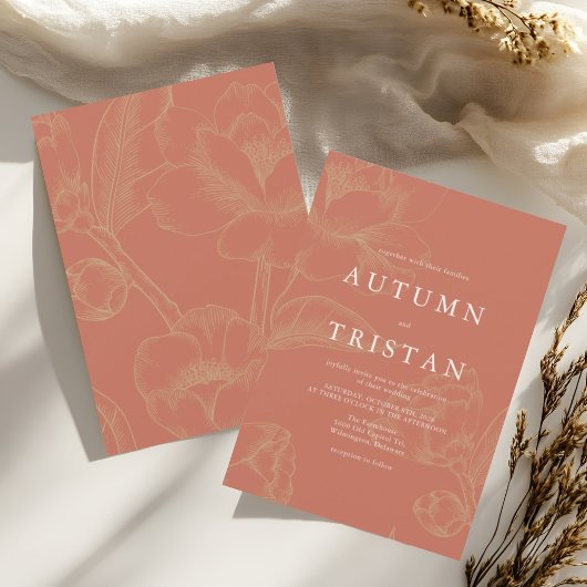 Invitation ELENA Mariage de corail botanique