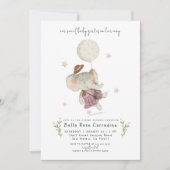Invitation Éléphant Adorable | Baby Shower Bohème Botanique (Devant)