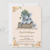 Invitation Éléphant Adorable, Fête de Bébé (Devant)