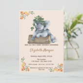 Invitation Éléphant Adorable, Fête de Bébé (Debout devant)