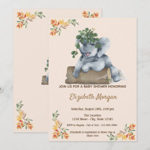 Invitation Éléphant Adorable, Fête de Bébé