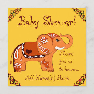 Invitation Eléphant au henné (Baby shower)