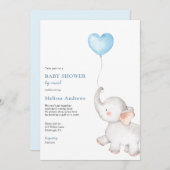 Invitation Eléphant avec Baby shower bleu à bulle par courrie (Devant / Derrière)